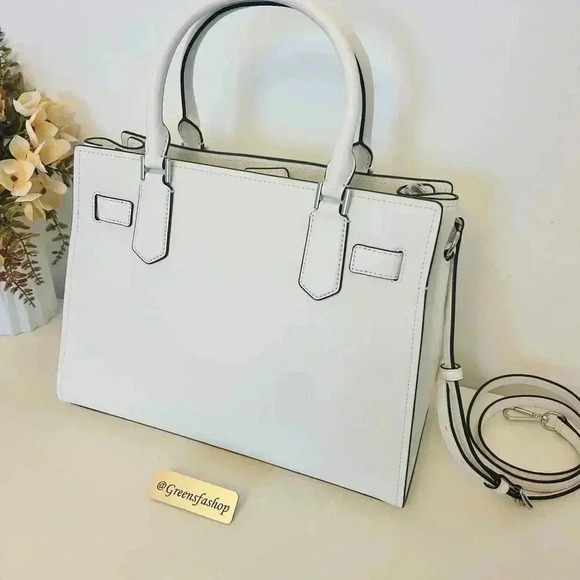 Michael Kors Purse Hamilton Medium Leather Satchel Optic white - Picture 5 of 9